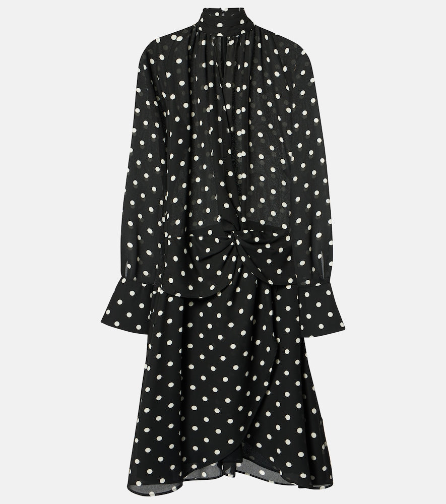 Nina Ricci Polka-dot gathered midi dress. Nina Ricci 波点褶皱中长连衣裙