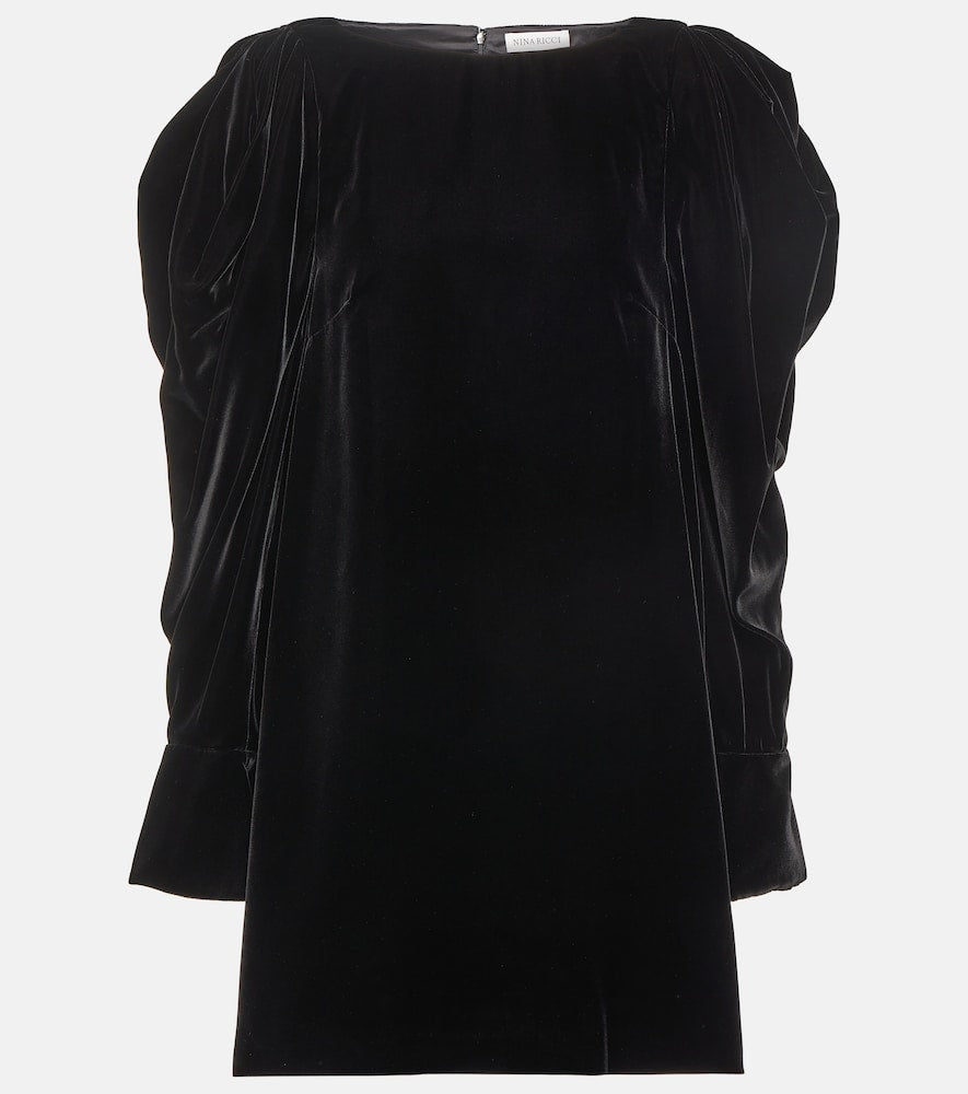 Nina Ricci Puff-sleeve velvet minidress. Nina Ricci 泡泡袖丝绒迷你连衣裙
