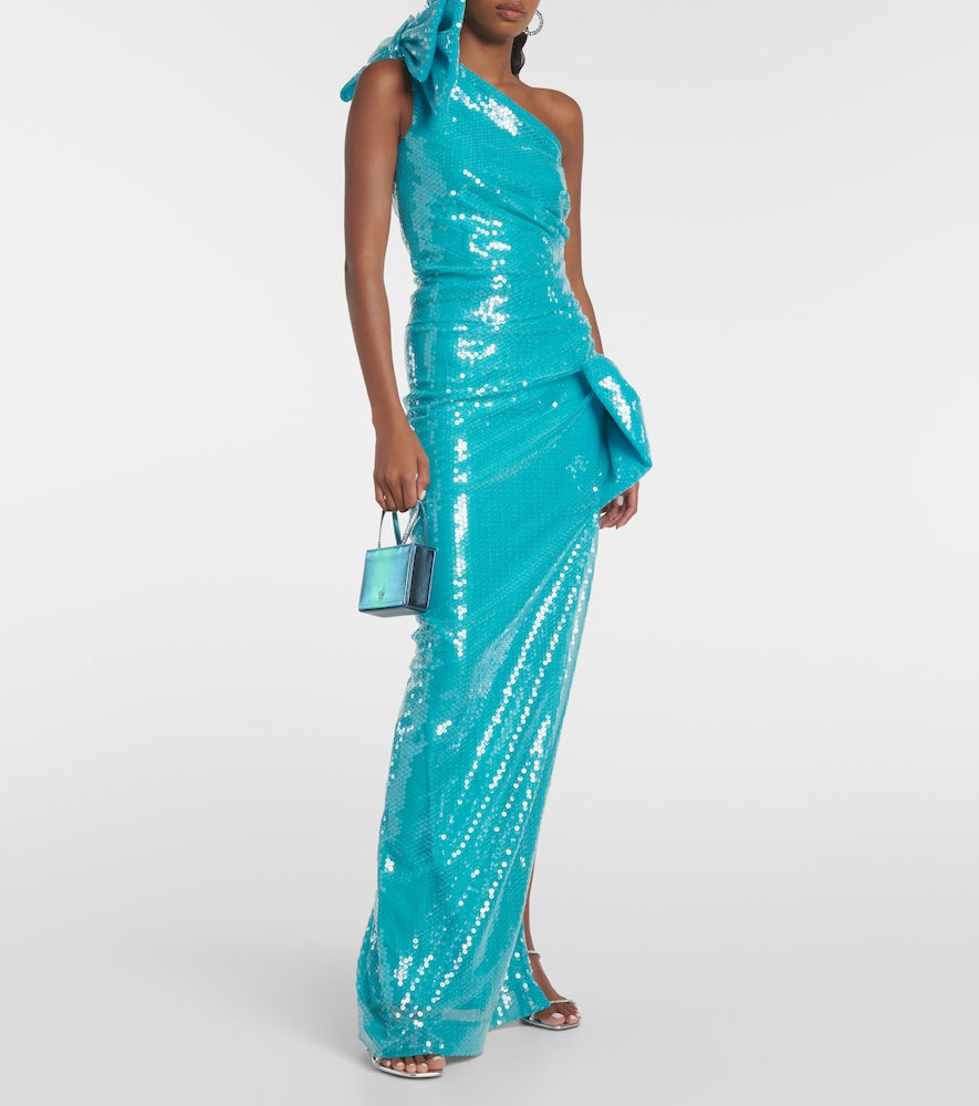 Nina Ricci Sequined asymmetric maxi dress