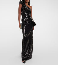 Nina Ricci Sequined one-shoulder gown