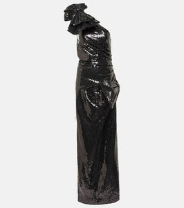 Nina Ricci Sequined one-shoulder gown
