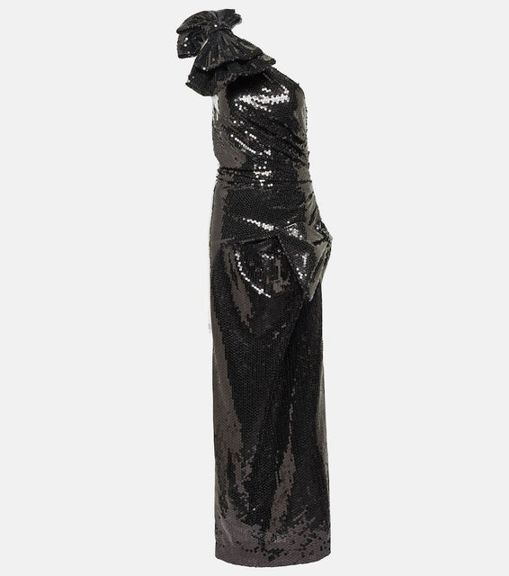Nina Ricci Sequined one-shoulder gown