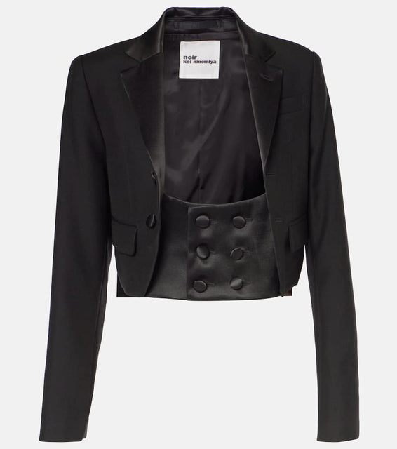 Noir Kei Ninomiya Cropped wool, mohair, and silk jacket