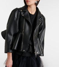 Noir Kei Ninomiya Peplum faux leather biker jacket