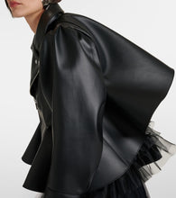 Noir Kei Ninomiya Peplum faux leather biker jacket