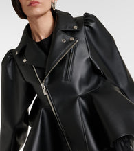 Noir Kei Ninomiya Peplum faux leather biker jacket