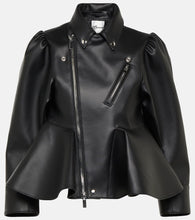 Noir Kei Ninomiya Peplum faux leather biker jacket