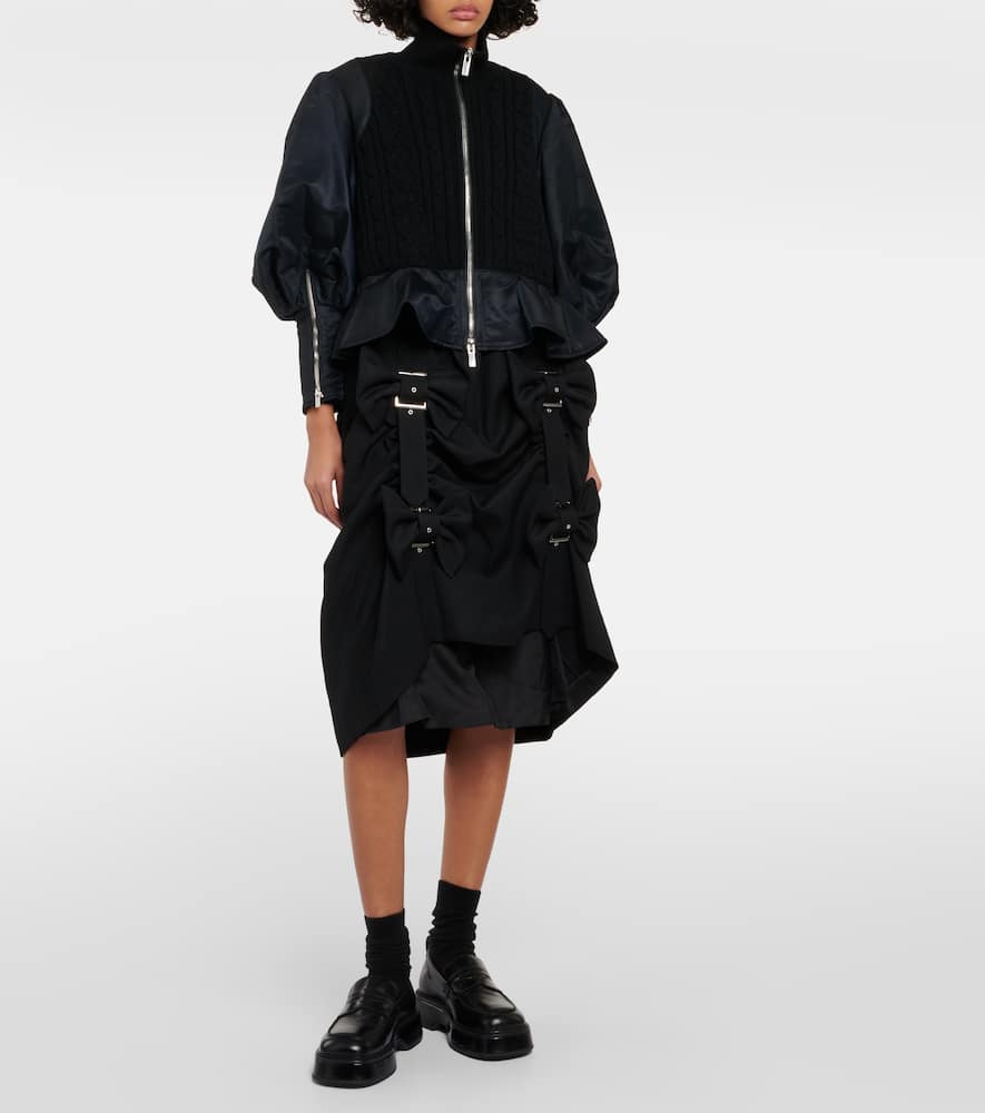 Noir Kei Ninomiya Peplum wool and technical bomber jacket