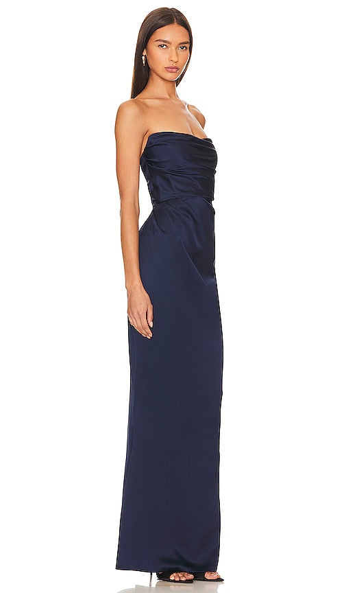 Nookie Emelie Strapless Gown in Navy