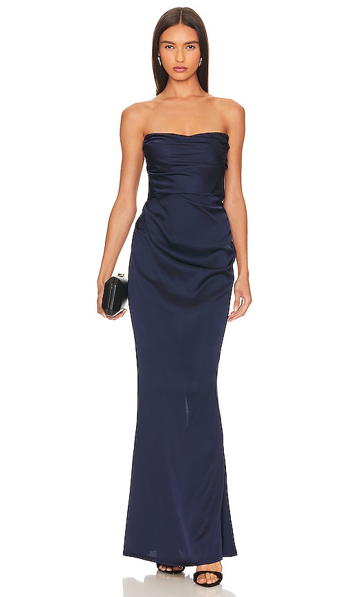 Nookie Emelie Strapless Gown in Navy - Robe bustier Nookie Emelie en bleu marine - Nookie Emelie 海军蓝无肩带礼服 - Nookie Emelie trägerloses Kleid in Marineblau - Nookie Emelie 스트랩리스 가운 네이비 색상 - Abito senza spalline Nookie Emelie in blu marino