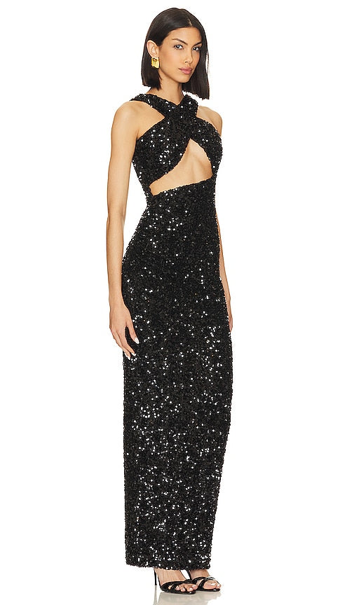 Nookie Luma Cut Out Gown in Black