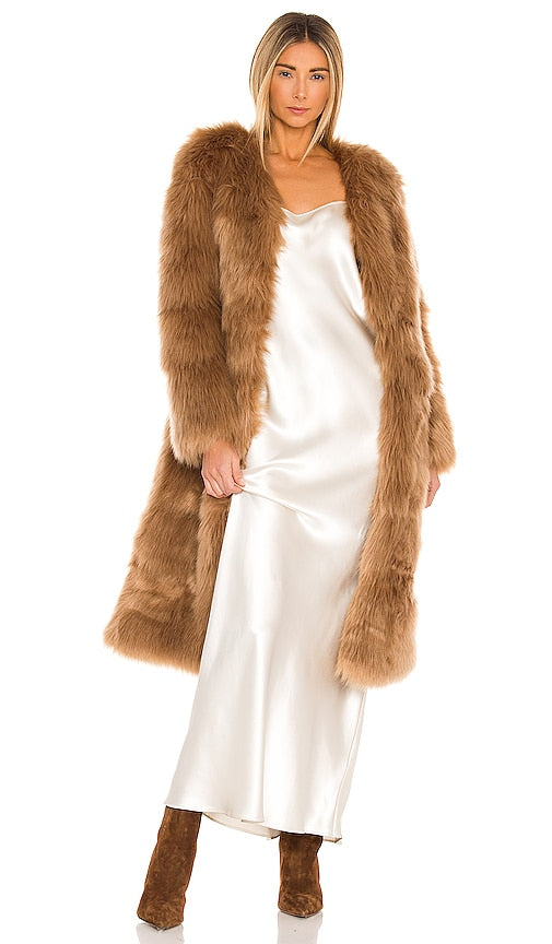 Nookie Tatiana Faux Fur Long Jacket in Brown - Nookie Tatiana - Veste longue en fausse fourrure marron - Nookie Tatiana 棕色人造毛皮长夹克 - Nookie Tatiana lange Kunstpelzjacke in Braun - Nookie Tatiana 인조 퍼 롱 재킷 브라운 색상 - Giacca lunga Nookie Tatiana in pelliccia sintetica marrone