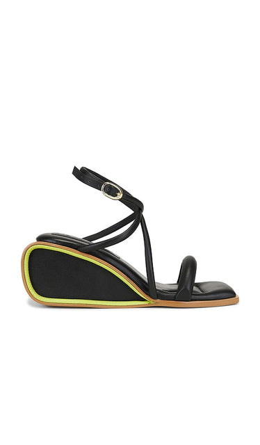 Nora Lozza Bonet Sandal in Black | Black Wedge Sandals for Women