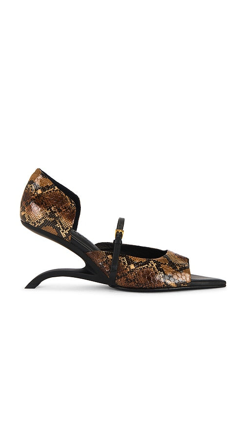 Nora Lozza High Belga Heel in Brown | Animal Print Heeled Sandals for Women