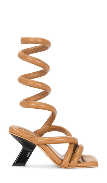 Nora Lozza Itza Sandal in Brown | Caramel Heeled Sandals for Women