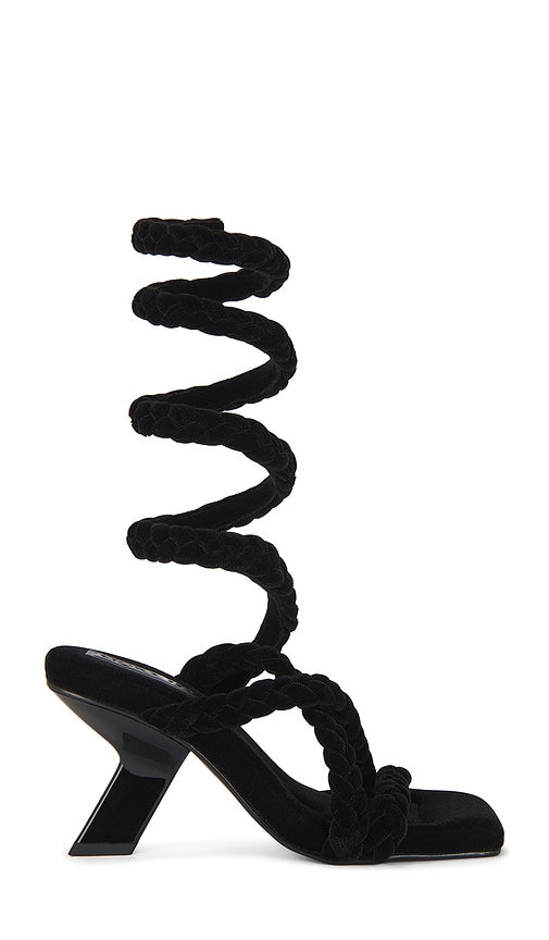 Nora Lozza Itza Trenza Sandal in Black | Black Strappy Sandals for Women