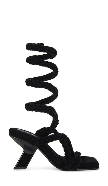 Nora Lozza Itza Trenza Sandal in Black | Black Strappy Sandals for Women