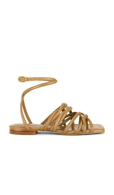 Nora Lozza Mesh Sandal in Brown | Cappuccino Flat Sandals for Women