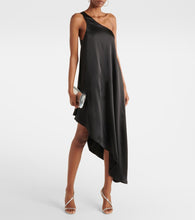 Norma Kamali Asymmetric one-shoulder satin midi dress