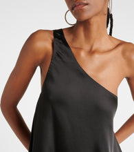 Norma Kamali Asymmetric one-shoulder satin midi dress