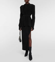 Norma Kamali Belted peplum-hem jersey blazer