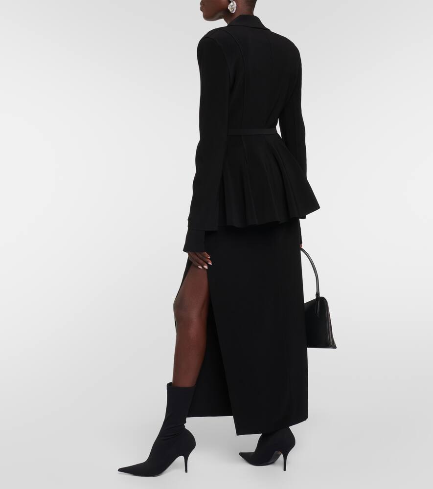 Norma Kamali Belted peplum-hem jersey blazer