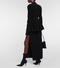 Norma Kamali Belted peplum-hem jersey blazer