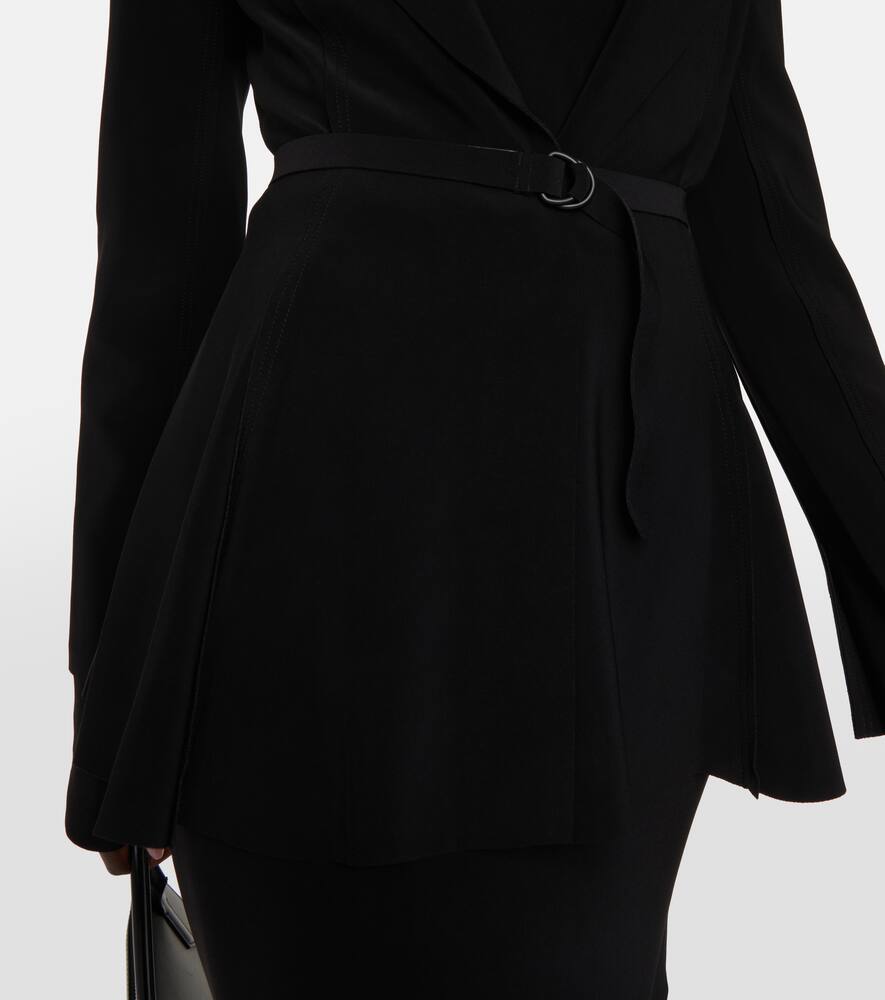 Norma Kamali Belted peplum-hem jersey blazer