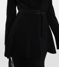 Norma Kamali Belted peplum-hem jersey blazer