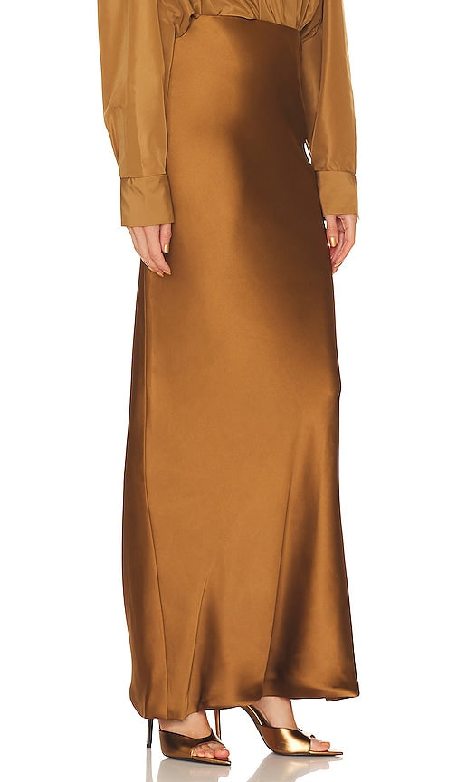 Norma Kamali Bias Obie Skirt in Tan
