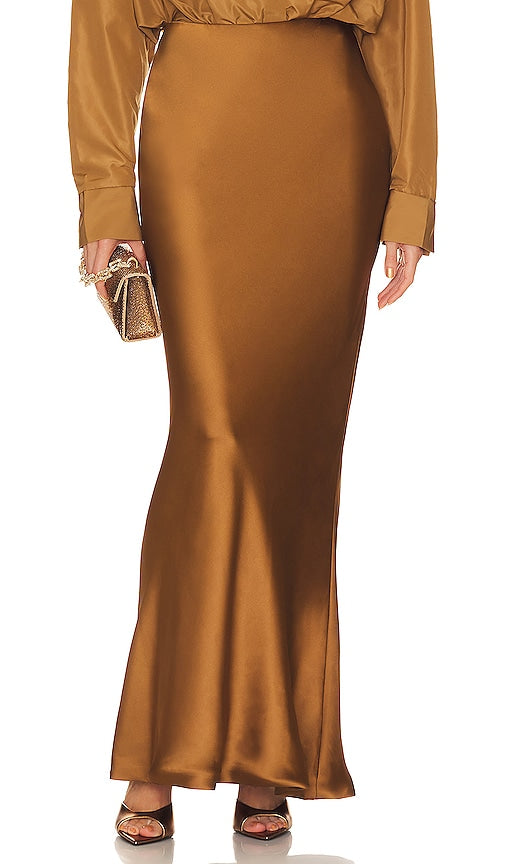 Norma Kamali Bias Obie Skirt in Tan - Jupe Obie à biais Norma Kamali en beige - Norma Kamali 棕褐色 Bias Obie 半身裙 - Norma Kamali Schräger Obie-Rock in Hellbraun - Norma Kamali Bias 오비 스커트 - Gonna Norma Kamali Bias Obie in marrone chiaro