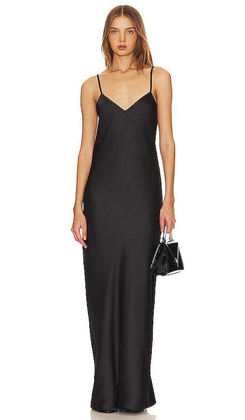 Norma Kamali Bias Slip Gown in Black - Robe nuisette à biais Norma Kamali en noir - Norma Kamali 黑色斜纹吊带裙 - Norma Kamali Schrägunterkleid in Schwarz - Norma Kamali 바이어스 슬립 가운 블랙 색상 - Abito slip Norma Kamali Bias in nero