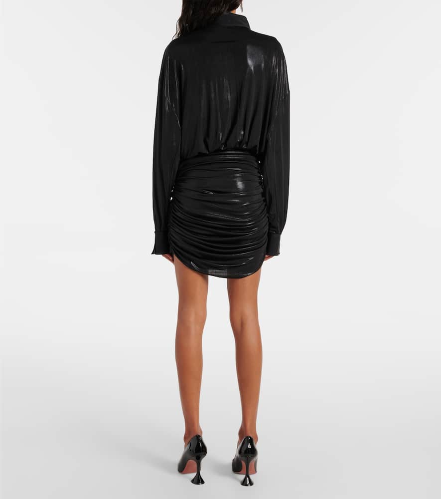 Norma Kamali Boyfriend ruched lam√É¬© minidress