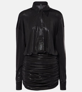 Norma Kamali Boyfriend ruched lam√É¬© minidress