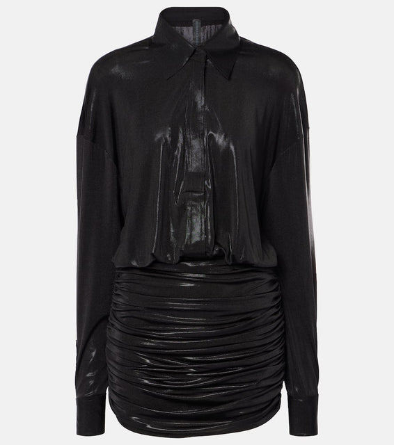 Norma Kamali Boyfriend ruched lam√É¬© minidress