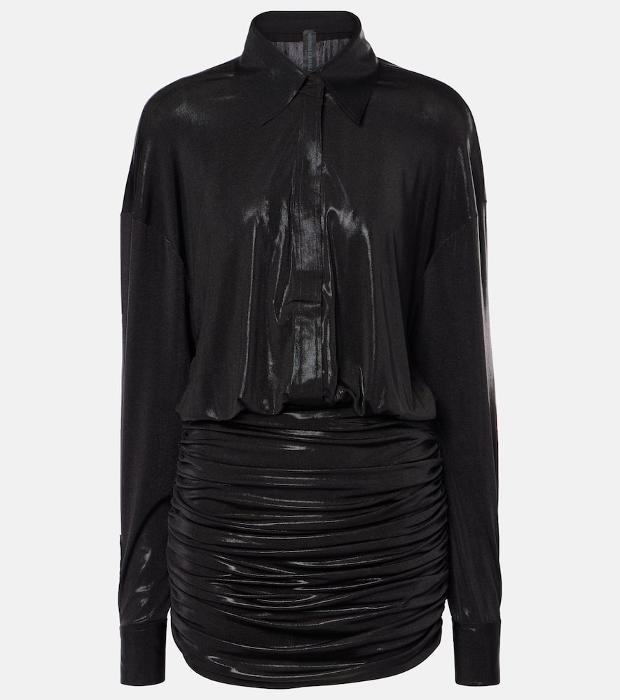 Norma Kamali Boyfriend ruched lam√É¬© minidress