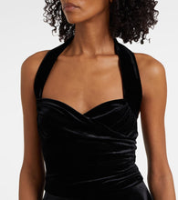 Norma Kamali Cayla ruched velvet bustier dress