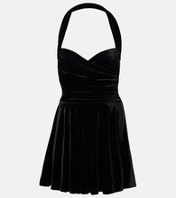 Norma Kamali Cayla ruched velvet bustier dress