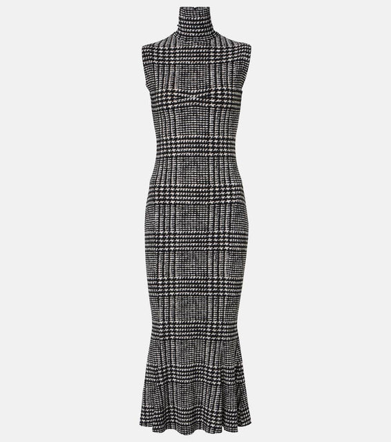 Norma Kamali Checked midi dress