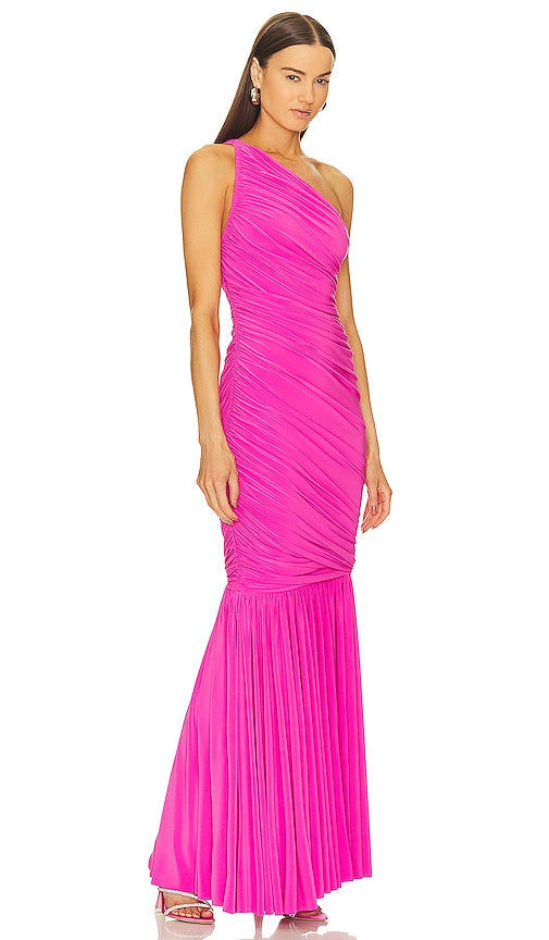 Norma Kamali Diana Fishtail Gown in Fuchsia