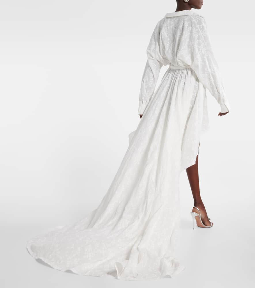 Norma Kamali Embroidered asymmetric cotton gown