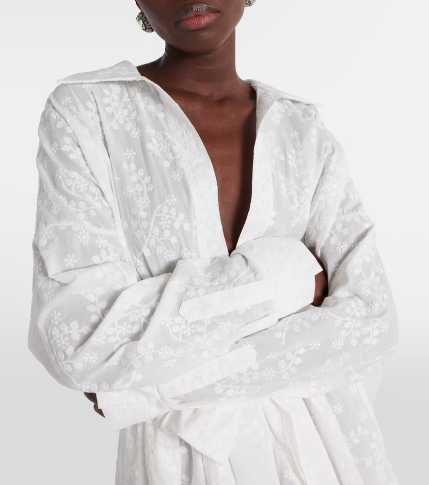 Norma Kamali Embroidered asymmetric cotton gown