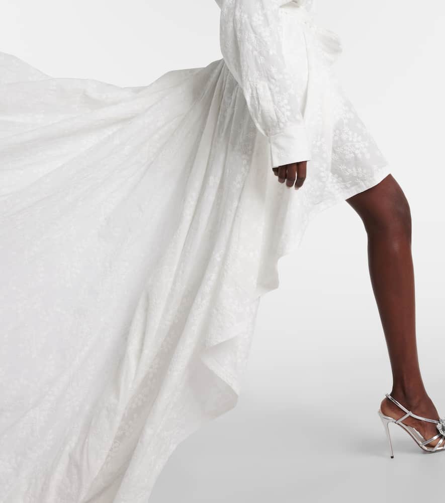Norma Kamali Embroidered asymmetric cotton gown
