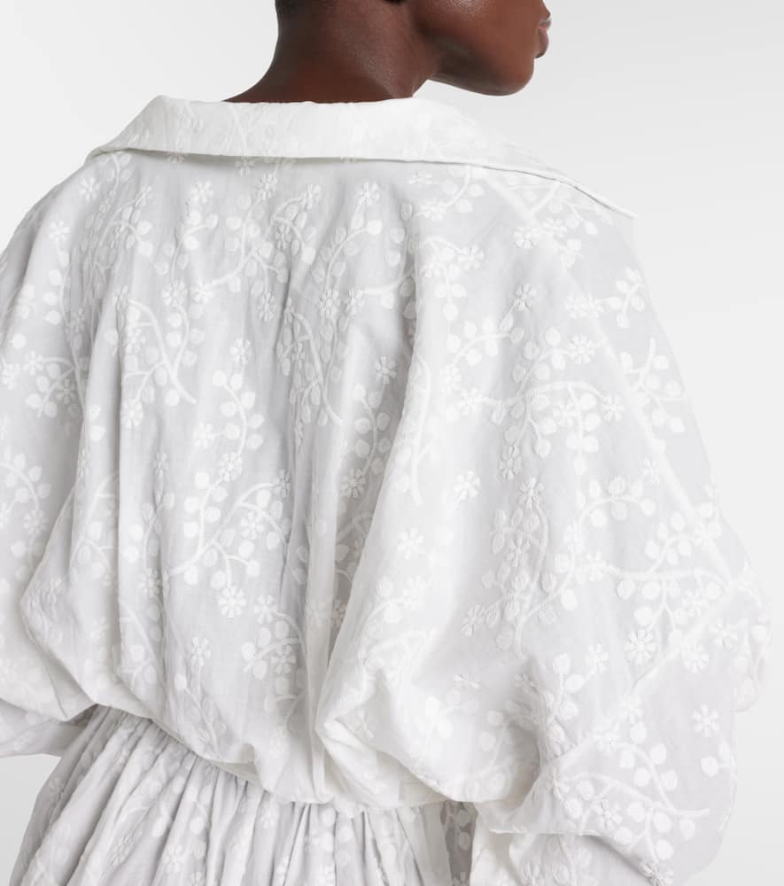 Norma Kamali Embroidered asymmetric cotton gown