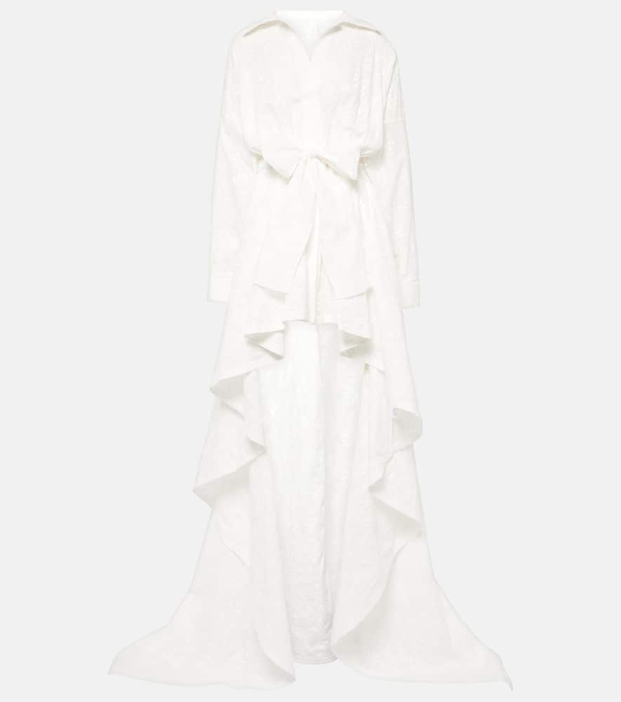 Norma Kamali Embroidered asymmetric cotton gown