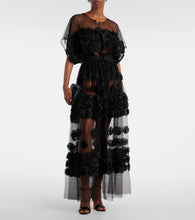 Norma Kamali Floral-appliqu√É¬© tulle midi dress