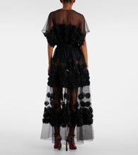 Norma Kamali Floral-appliqu√É¬© tulle midi dress