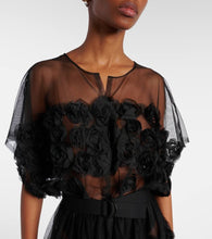 Norma Kamali Floral-appliqu√É¬© tulle midi dress