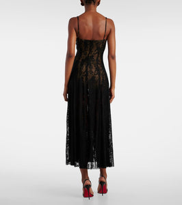Norma Kamali Floral lace slip dress