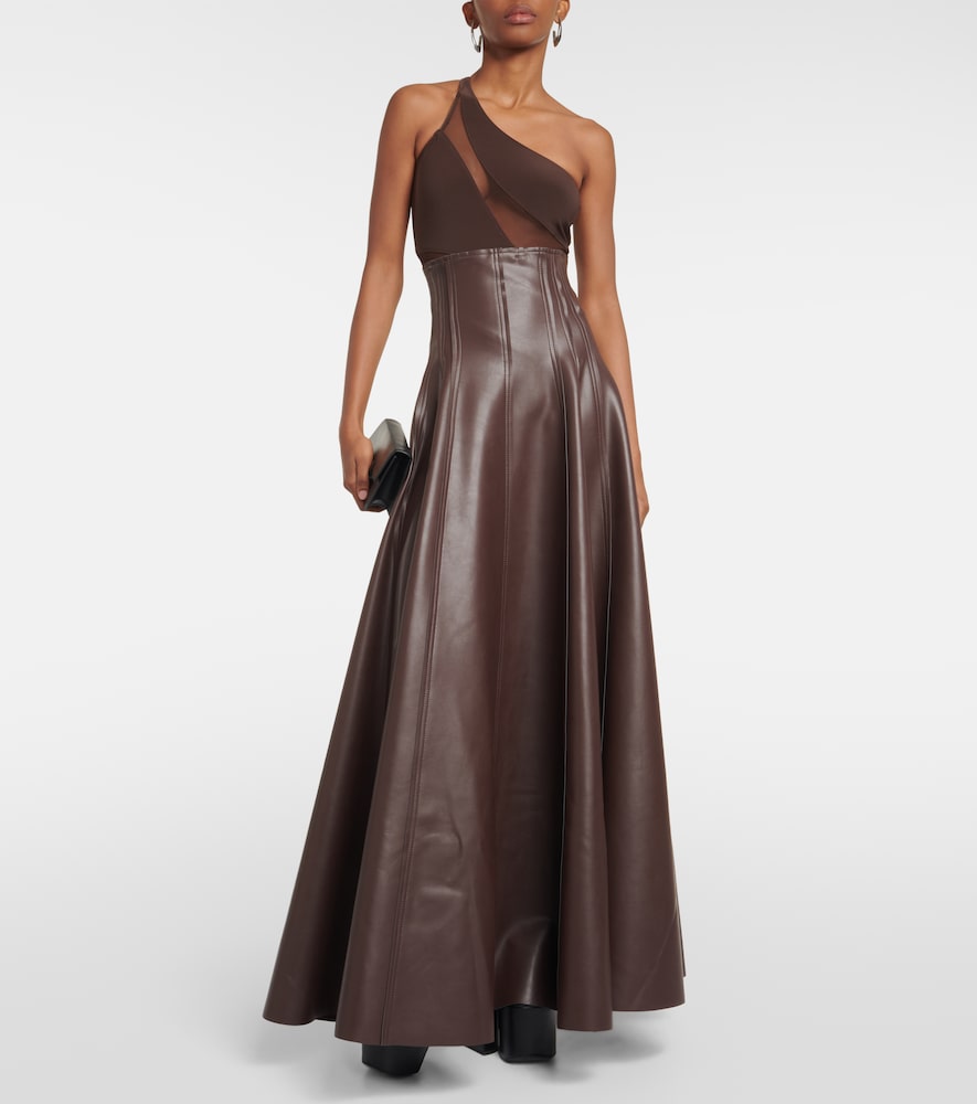 Norma Kamali Grace pleated faux leather maxi skirt